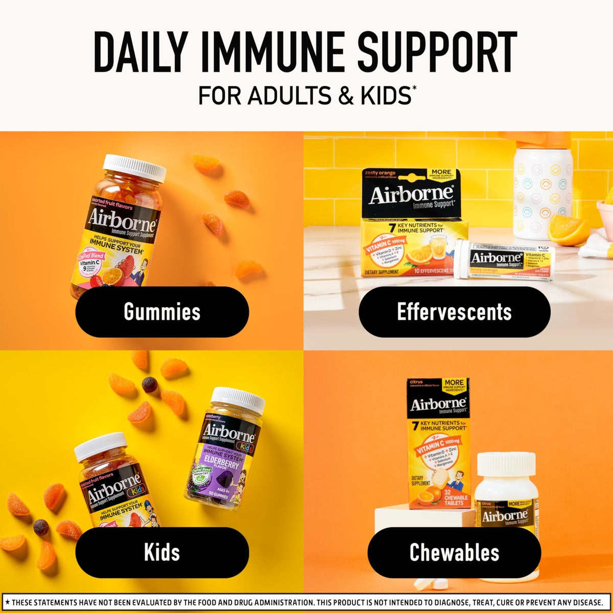 Airborne 1000mg Vitamin C with Vitamin D & Zinc, Sugar Free Multivitamin Immune Support Supplement, Antioxidants Vitamins A C & Vitamin E - FENGGESTORE20