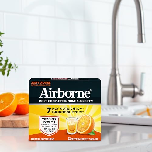 Airborne 1000mg Vitamin C with Vitamin D & Zinc, Sugar Free Multivitamin Immune Support Supplement, Antioxidants Vitamins A C & Vitamin E - FENGGESTORE20