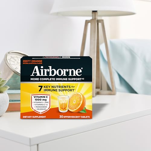 Airborne 1000mg Vitamin C with Vitamin D & Zinc, Sugar Free Multivitamin Immune Support Supplement, Antioxidants Vitamins A C & Vitamin E - FENGGESTORE20