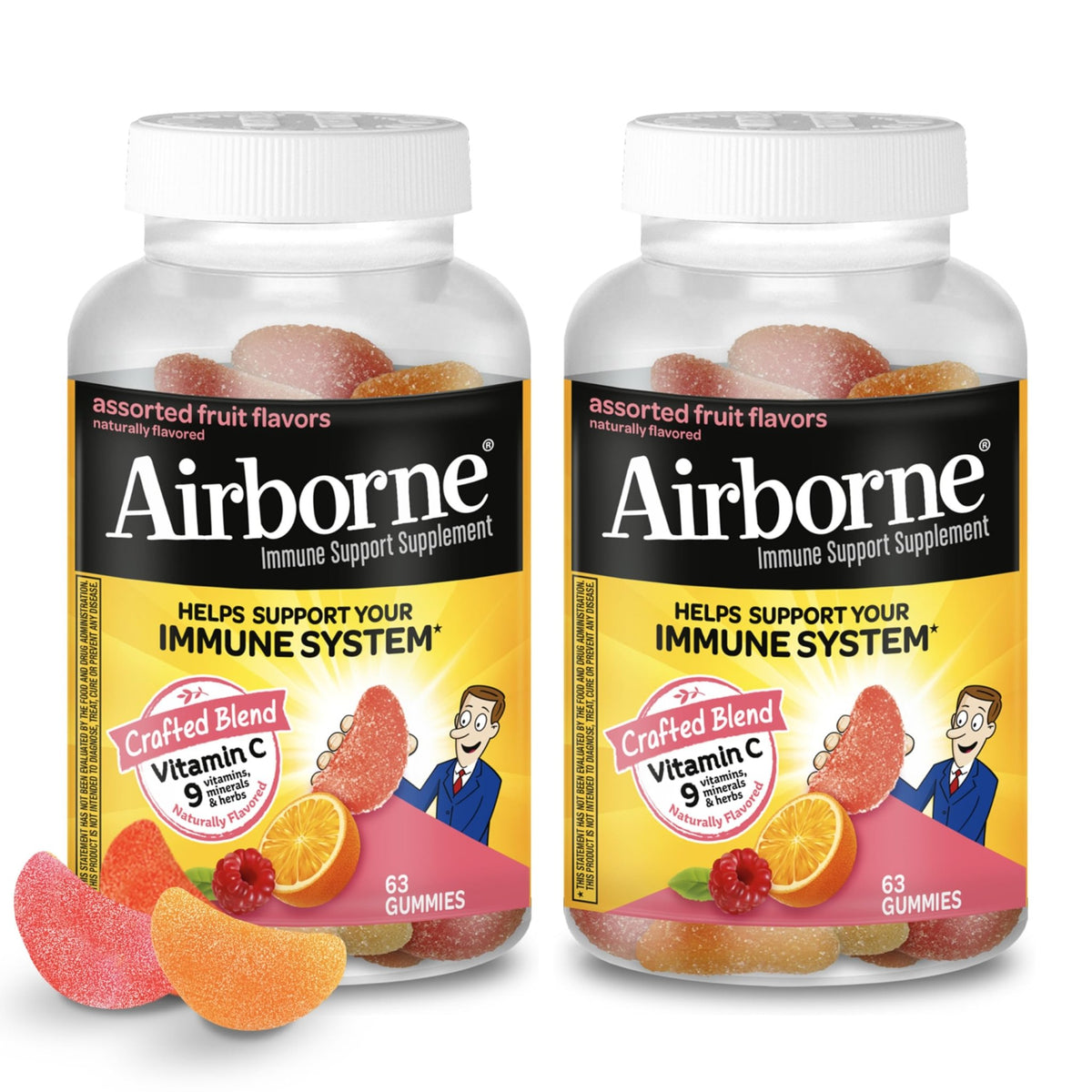 Airborne 750mg Vitamin C Gummies for Adults, Immune Support Gummies with Powerful Antioxidants VIT C & E, Caffeine Free - FENGGESTORE20
