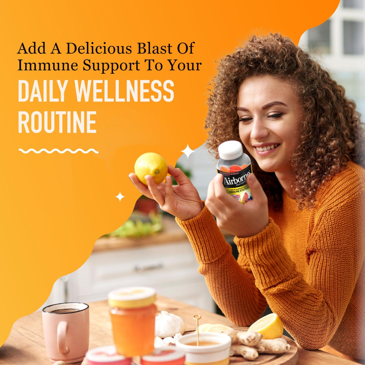 Airborne 750mg Vitamin C Gummies for Adults, Immune Support Gummies with Powerful Antioxidants VIT C & E, Caffeine Free - FENGGESTORE20