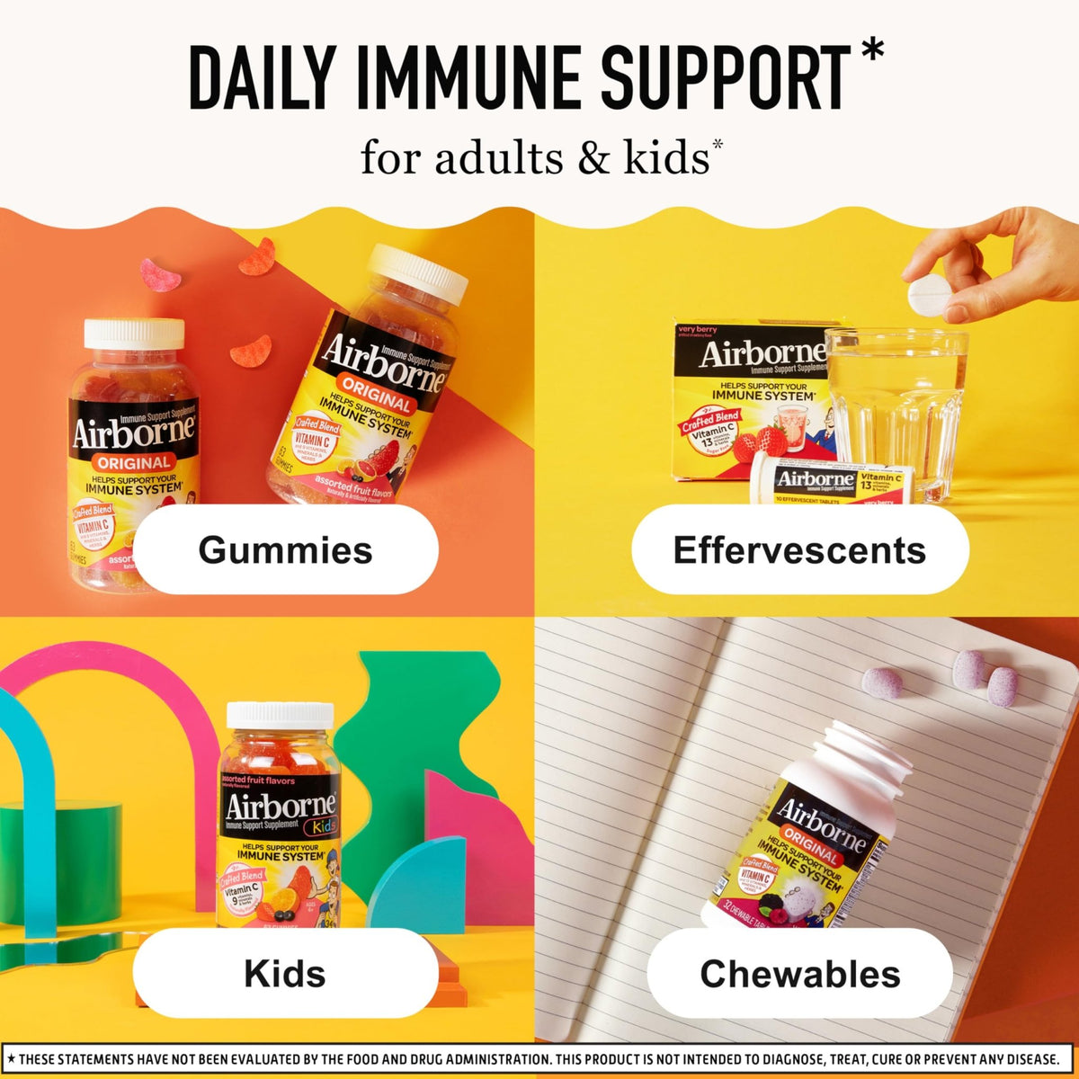 Airborne 750mg Vitamin C Gummies for Adults, Immune Support Gummies with Powerful Antioxidants VIT C & E, Caffeine Free - FENGGESTORE20