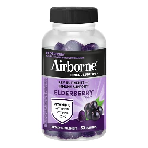 Airborne Elderberry + Zinc & Vitamin C Gummies For Adults, Immune Support Vitamin D & Zinc Gummies With Powerful Antioxidant Vitamins C D & E - FENGGESTORE20