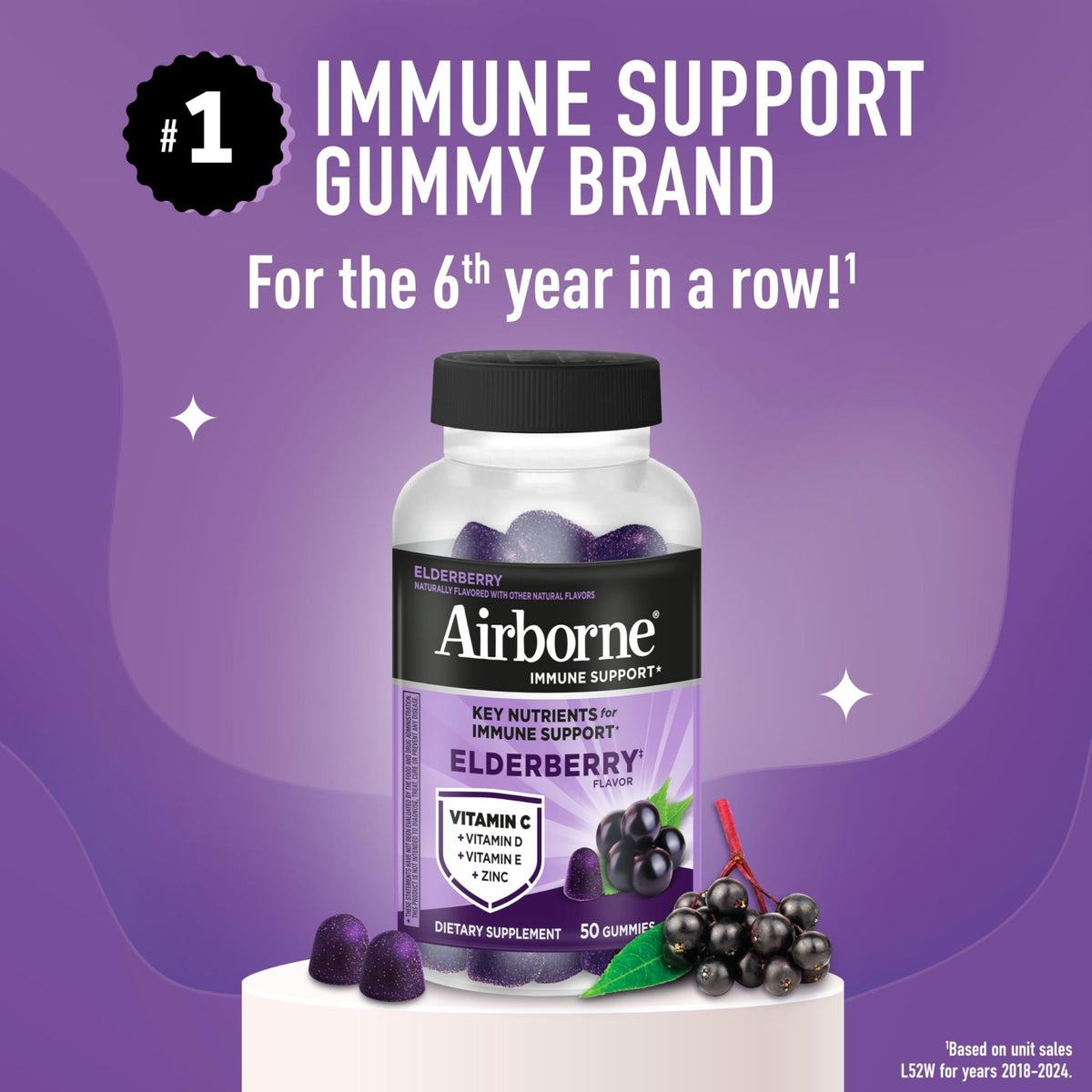 Airborne Elderberry + Zinc & Vitamin C Gummies For Adults, Immune Support Vitamin D & Zinc Gummies With Powerful Antioxidant Vitamins C D & E - FENGGESTORE20