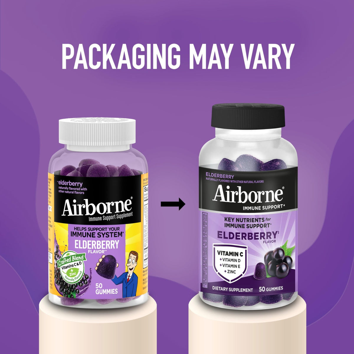 Airborne Elderberry + Zinc & Vitamin C Gummies For Adults, Immune Support Vitamin D & Zinc Gummies With Powerful Antioxidant Vitamins C D & E - FENGGESTORE20