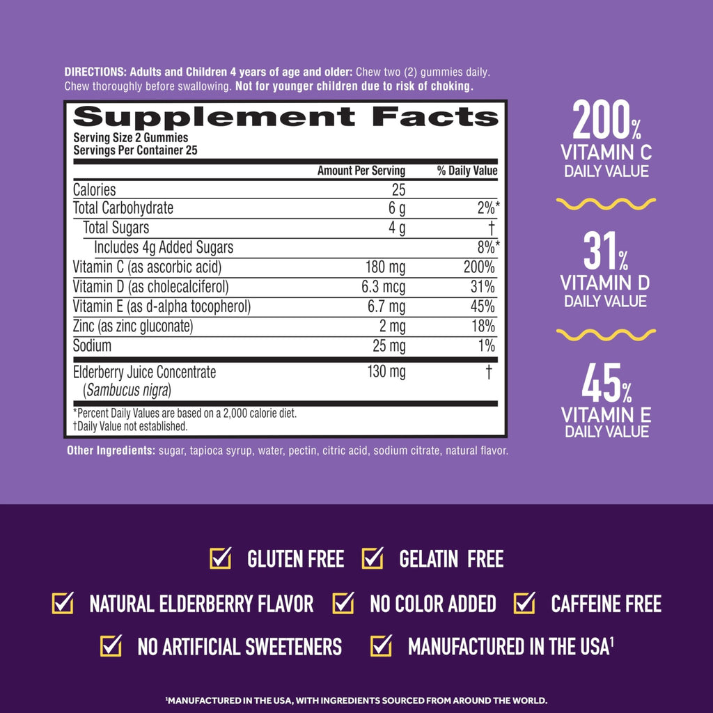 Airborne Elderberry + Zinc & Vitamin C Gummies For Adults, Immune Support Vitamin D & Zinc Gummies With Powerful Antioxidant Vitamins C D & E - FENGGESTORE20