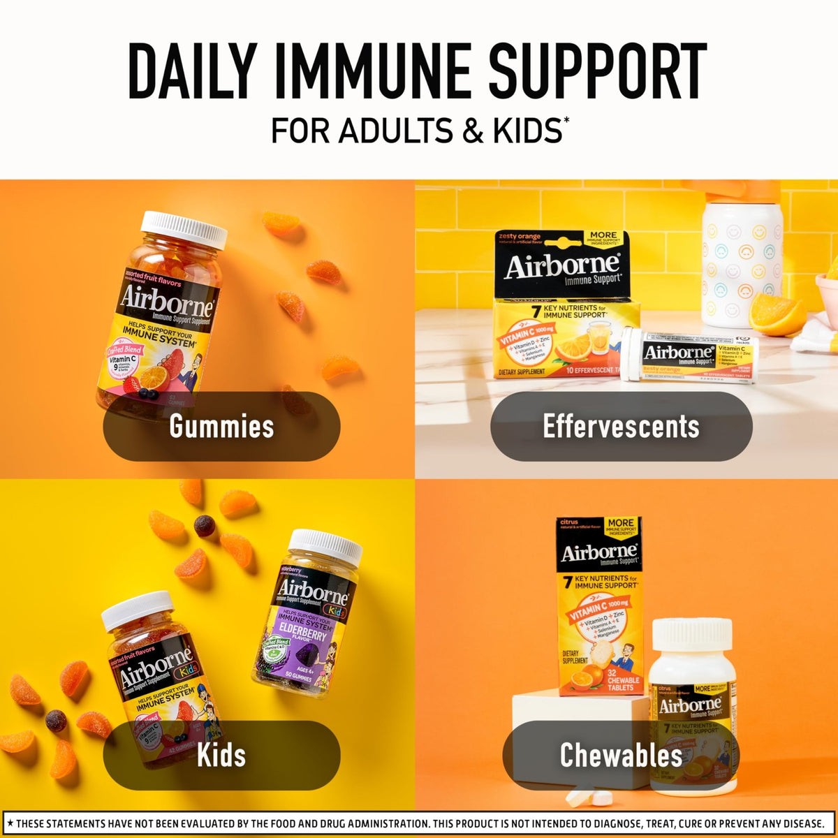 Airborne Vitamin C 1000mg (per Serving) - Citrus Chewable Tablets (116 Count in a Bottle), Gluten-Free Immune Support Supplement, with Vitamins A C E, Zinc, Selenium - FENGGESTORE20