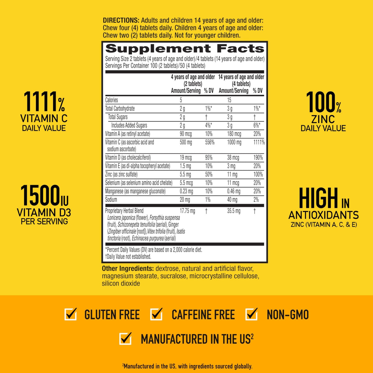 Airborne Vitamin C 1000mg (per Serving) - Citrus Chewable Tablets (116 Count in a Bottle), Gluten-Free Immune Support Supplement, with Vitamins A C E, Zinc, Selenium - FENGGESTORE20