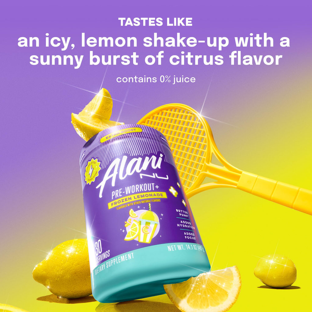 Alani Nu Pre Workout+ Powder Frozen Lemonade, Extra Boost, Sugar Free, 300mg Caffeine, L-Theanine, Beta-Alanine, Citrulline, 30 Servings - FENGGESTORE20