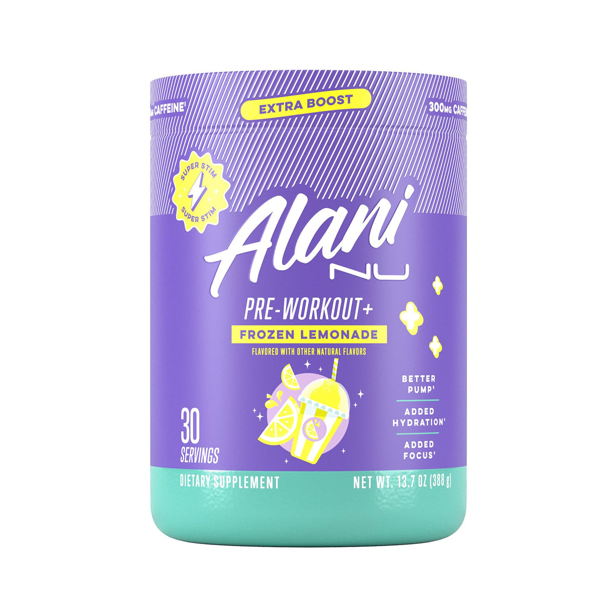 Alani Nu Pre Workout+ Powder Frozen Lemonade, Extra Boost, Sugar Free, 300mg Caffeine, L-Theanine, Beta-Alanine, Citrulline, 30 Servings - FENGGESTORE20