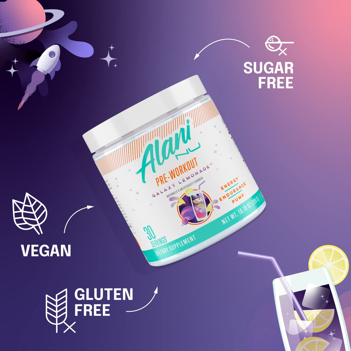 Alani Nu Pre Workout Powder GLAXAY Lemonade, Amino Energy Boost, Endurance Supplement, Sugar Free, 200mg Caffeine, L-Theanine, Beta-Alanine, L-Citrulline, 30 Servings - FENGGESTORE20