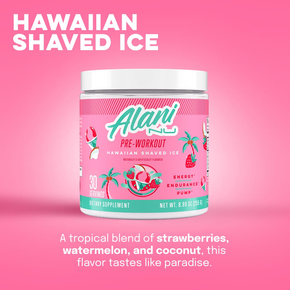 Alani Nu Pre Workout Powder Hawaiian Shaved ICE, Amino Energy Boost, Endurance Supplement, Sugar Free, 200mg Caffeine - FENGGESTORE20