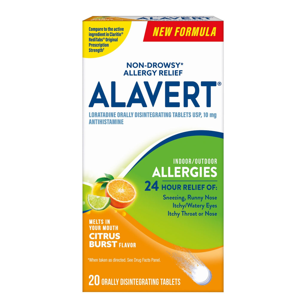 Alavert 24 Hour Allergy Relief Tablets, Non-Drowsy Antihistamine, Orally Disintegrating Allergy Tablets, Loratadine 10 mg, Citrus Burst Flavor, 18 Count - FENGGESTORE20