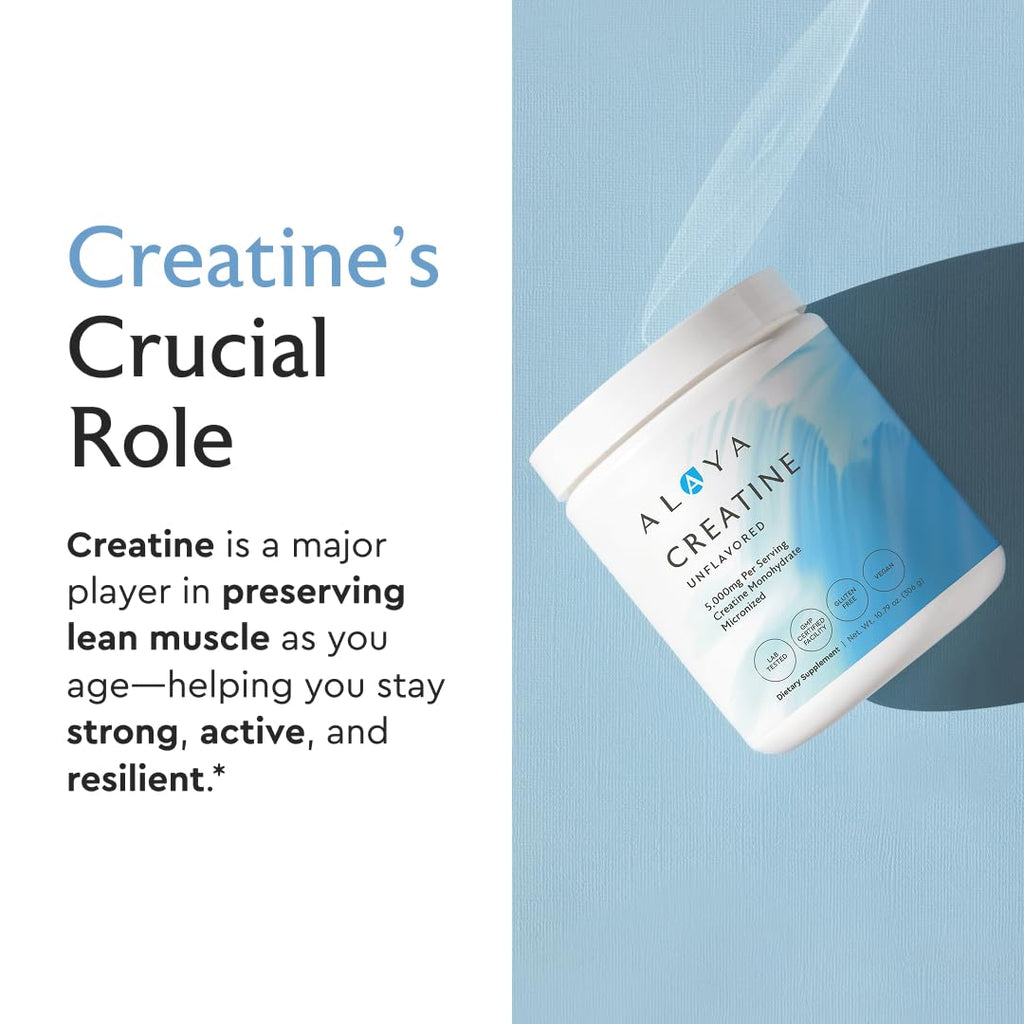 Alaya Naturals Micronized Creatine Monohydrate Powder – Pure Performance Fuel for Strength, Mental Focus, Vegan, Non-GMO, Easily Mixable & Flavorless - 5 g - FENGGESTORE20