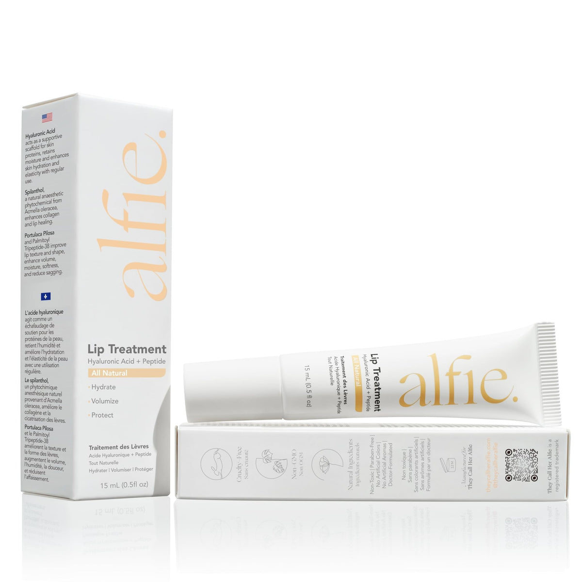 Alfie Hyaluronic Acid Lip Booster -Natural Flavor -15ml/0.5 Fl. Oz -Peptide Lip Treatment - FENGGESTORE20