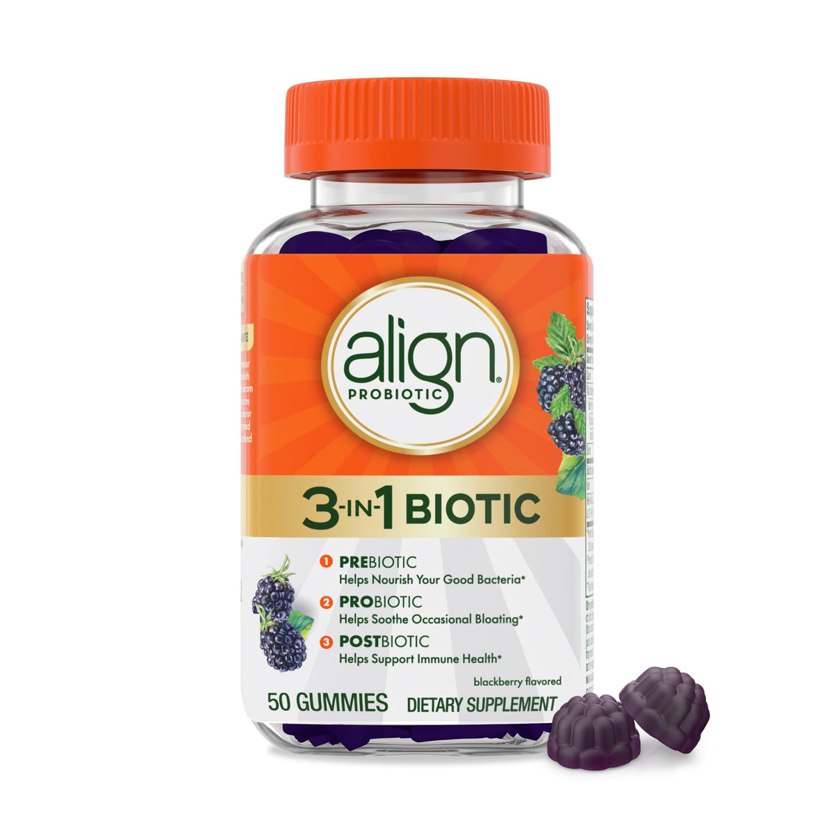 Align Probiotic, 3-in-1 Biotic Gummies, Prebiotic + Probiotic + Postbiotic, #1 Doctor Recommended Probiotic Brand‡, Helps Relieve Occasional Bloating - FENGGESTORE20