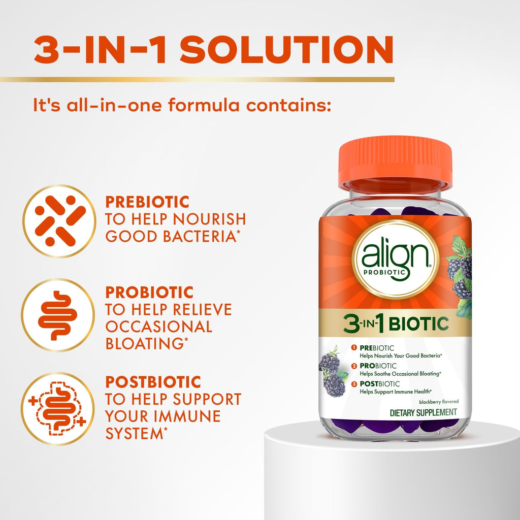 Align Probiotic, 3-in-1 Biotic Gummies, Prebiotic + Probiotic + Postbiotic, #1 Doctor Recommended Probiotic Brand‡, Helps Relieve Occasional Bloating - FENGGESTORE20