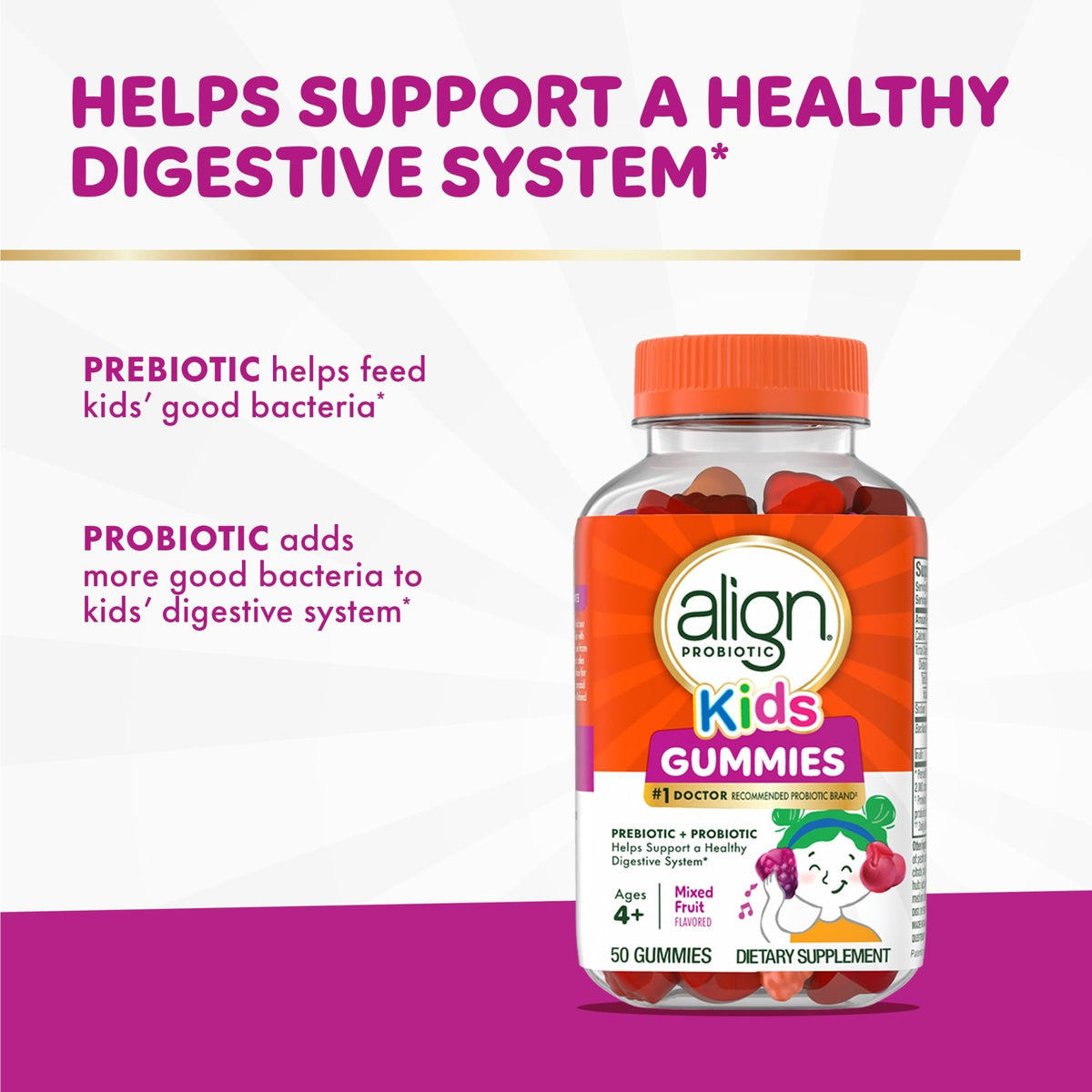 Align Probiotic, Kids Gummies, Prebiotic + Probiotic helps support a healthy digestive system*, #1 Doctor Recommended Probiotic Brand - FENGGESTORE20