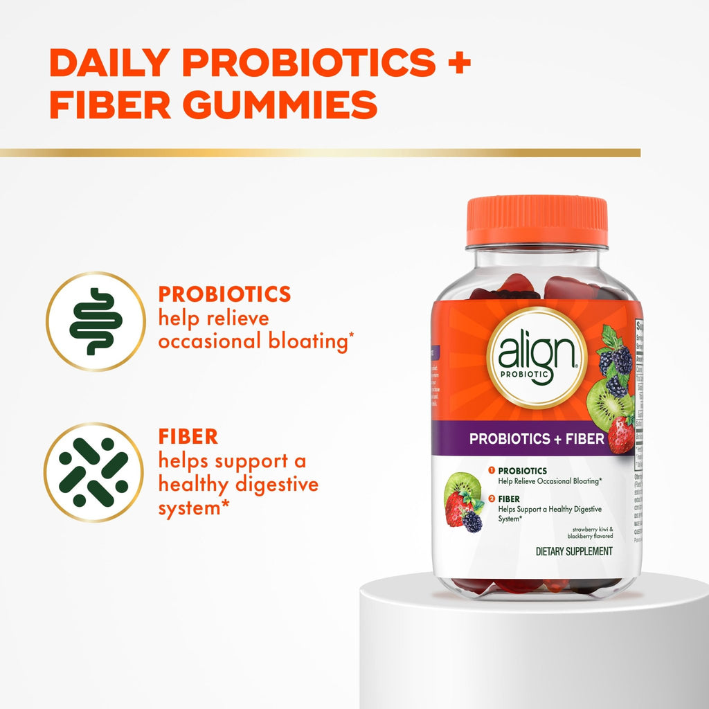 Align Probiotic, Probiotics + Fiber Gummies, Probiotics Help Relieve Occasional Bloating*, Fiber Helps Support a Healthy Digestive System - FENGGESTORE20