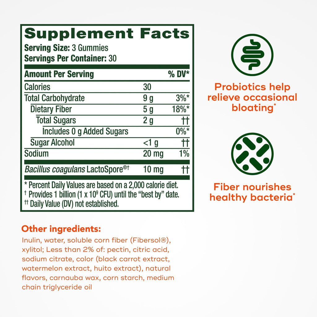 Align Probiotic, Probiotics + Fiber Gummies, Probiotics Help Relieve Occasional Bloating*, Fiber Helps Support a Healthy Digestive System - FENGGESTORE20
