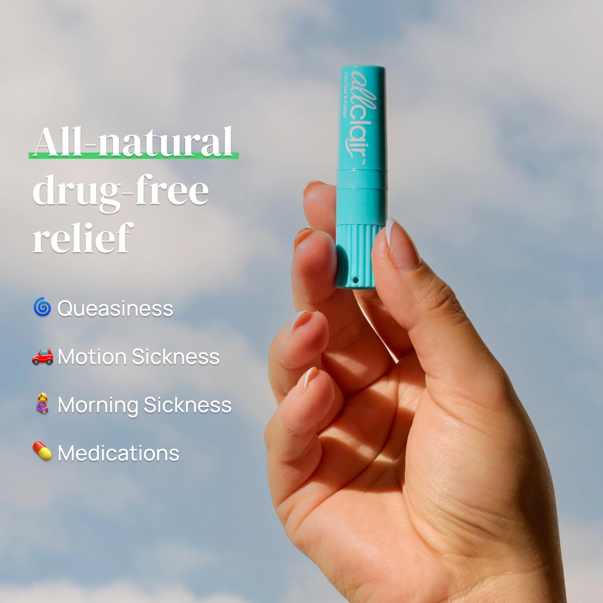 Allclair Nausea Relief Inhaler for Motion & Morning Sickness – Fast-Acting, Non-Drowsy, Natural Alternative to Pills & Patches, Travel Essential (2 Inhalers) - FENGGESTORE20