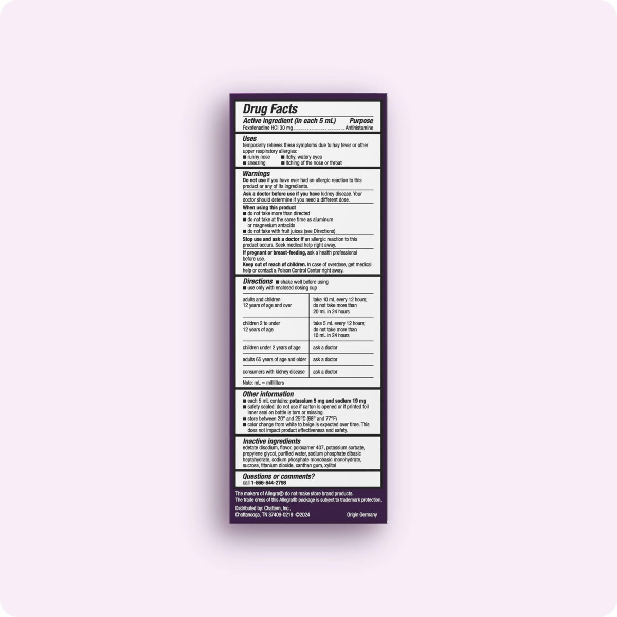 Allegra Children's 12-Hour Allergy Relief Liquid, Non-Drowsy Indoor and Outdoor Allergy Medicine, 30 mg Fexofenadine HCI Antihistamine for Kids, Berry Flavor, 8 oz - FENGGESTORE20