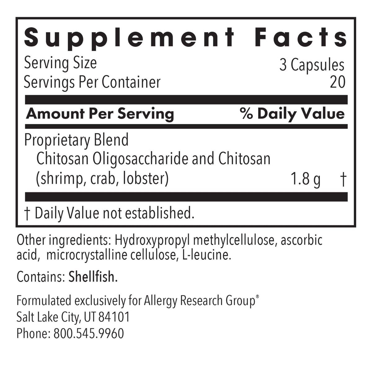 Allergy Research Group MicroChitosan Supplement - Chitosan, Chitosan Oligosaccharide, Cleansing Support Binder, Enhanced Detoxification - FENGGESTORE20