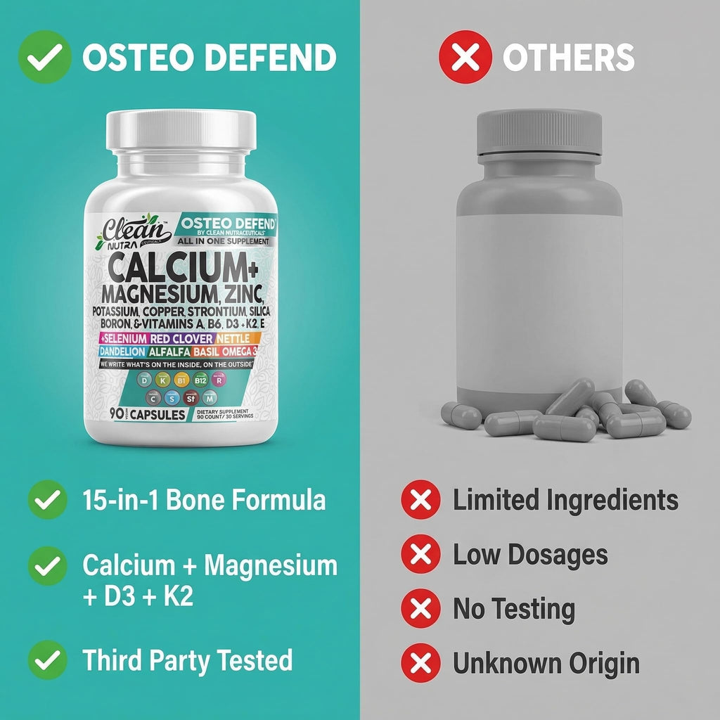 Allin1 Calcium Magnesium Zinc Supplement with Potassium, Copper, Strontium, Silica, Vitamin D3 K2, Boron, Vitamin B1 B12 Red Clover Herb Alfalfa Basil Pills for Men - FENGGESTORE20