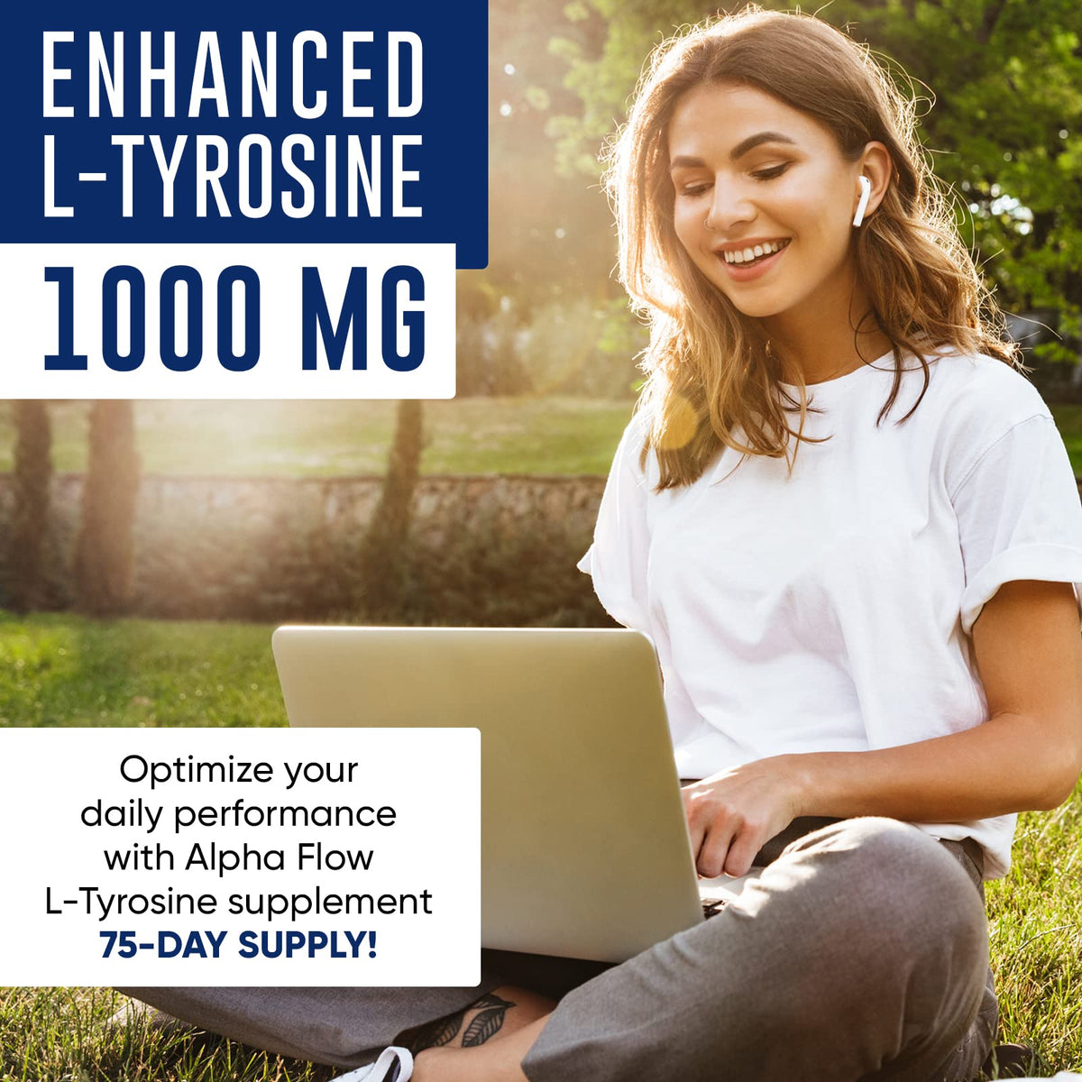 Alpha Flow L Tyrosine 1000MG Capsules - All-Natural L- Tyrosine Supplement for Focus & Energy Boost - Non-GMO & Gluten-Free - FENGGESTORE20