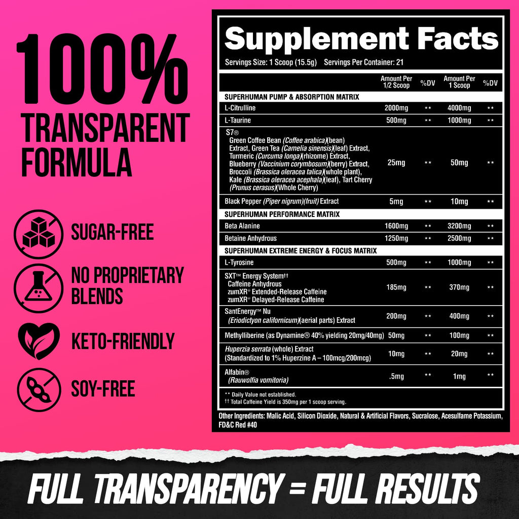 ALPHA LION Superhuman Extreme High Stim Pre Workout Powder, Beta Alanine, L-Taurine & 356mg Tri-Source Caffeine for Sustained Energy, Nitric Oxide & Citrulline for Pump (21 Servings, Slaughtermelon) - FENGGESTORE20