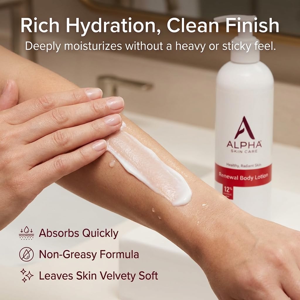 Alpha Skin Care Revitalizing Body Lotion, 12% Glycolic AHA, Simple & Effective Daily Moisturizer with Alpha Hydroxy Acid - FENGGESTORE20