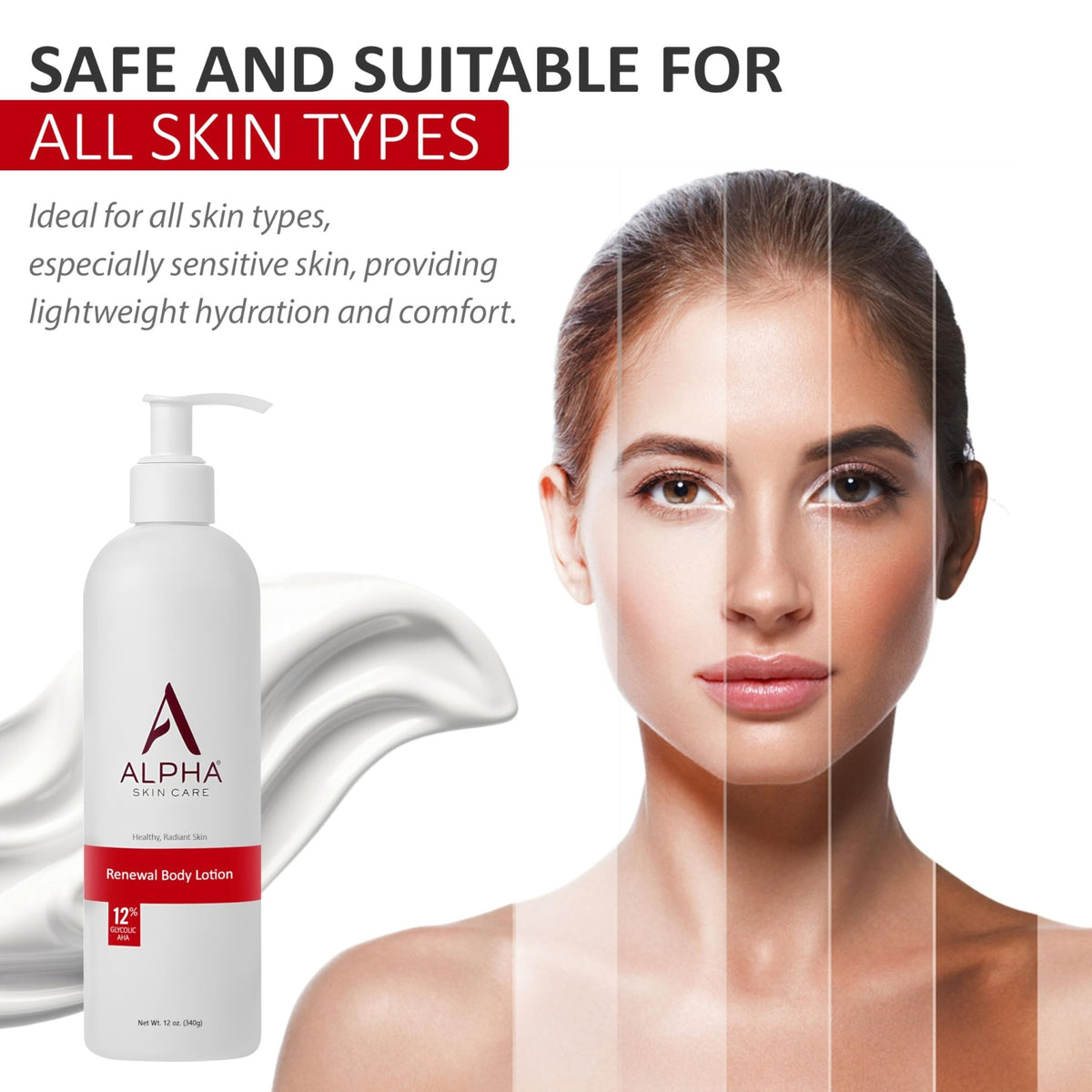 Alpha Skin Care Revitalizing Body Lotion, 12% Glycolic AHA, Simple & Effective Daily Moisturizer with Alpha Hydroxy Acid - FENGGESTORE20