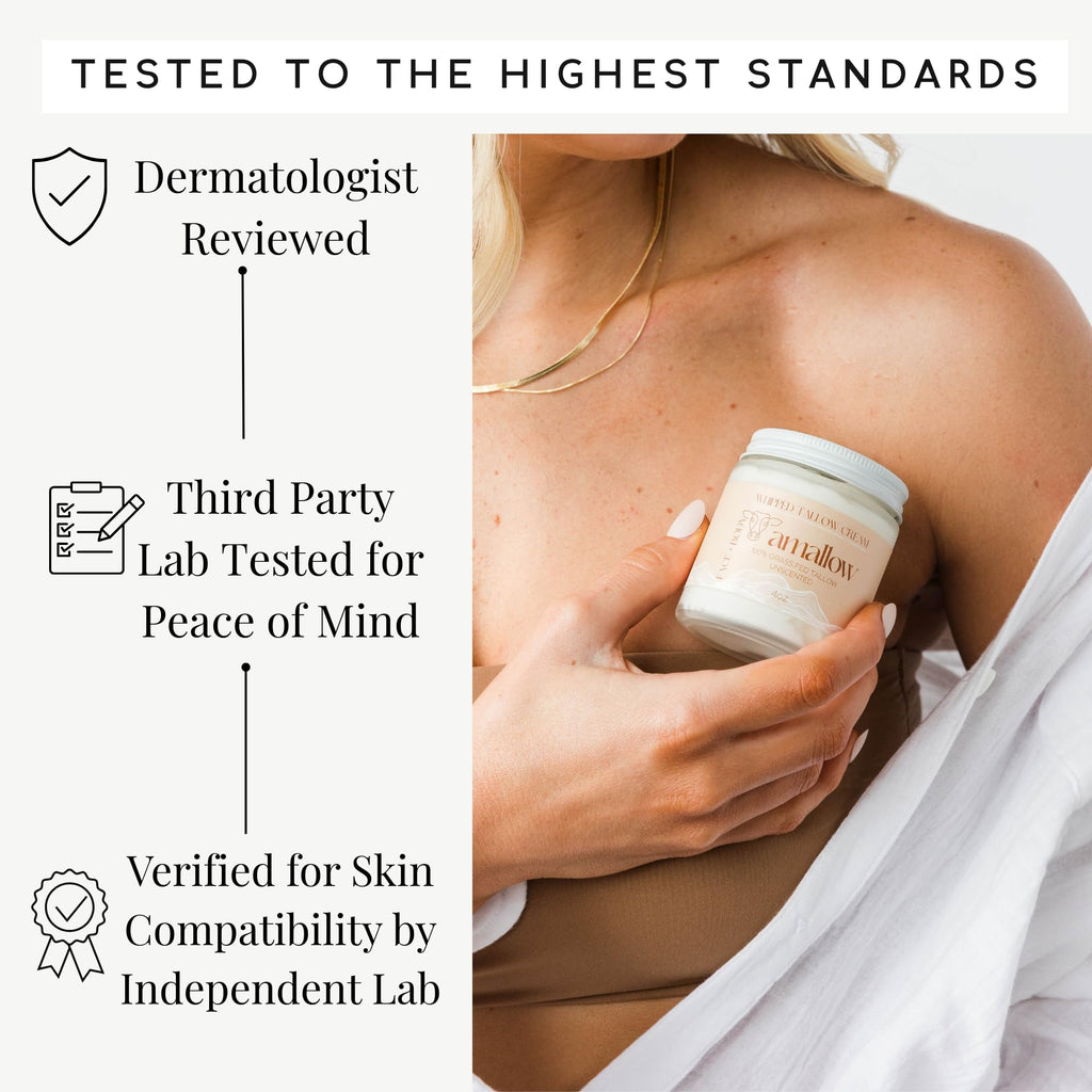 Amallow 100% Grass Fed Beef Tallow for Skin Care - Face + Body - Whipped Moisturizer for Sensitive Skin - Natural Lotion, 4 FL. oz. (Unscented) - FENGGESTORE20