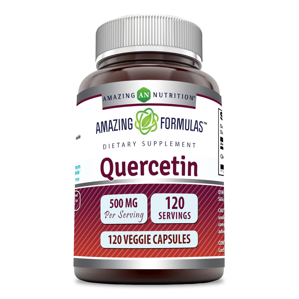 Amazing Formulas Quercetin 500mg 120 Veggie Capsules Supplement - Non-GMO - Gluten Free - Supports Overall Health & Well Being - FENGGESTORE20