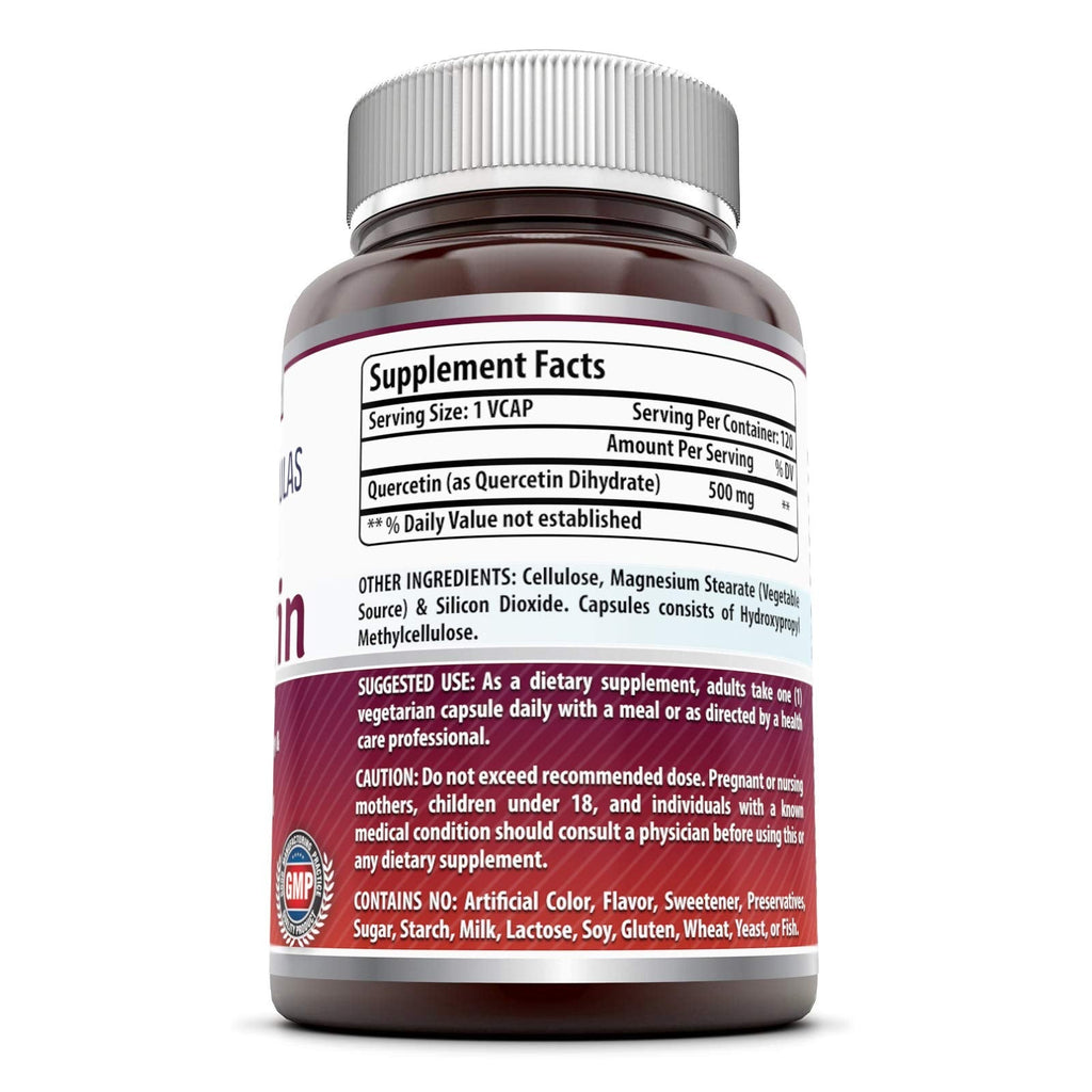 Amazing Formulas Quercetin 500mg 120 Veggie Capsules Supplement - Non-GMO - Gluten Free - Supports Overall Health & Well Being - FENGGESTORE20