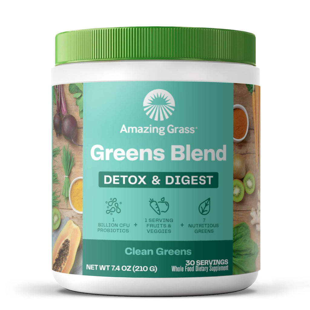 Amazing Grass Greens Blend Detox & Digest, Smoothie Mix, Cleanse with Super Greens Powder, Digestive Enzymes & Probiotics - FENGGESTORE20