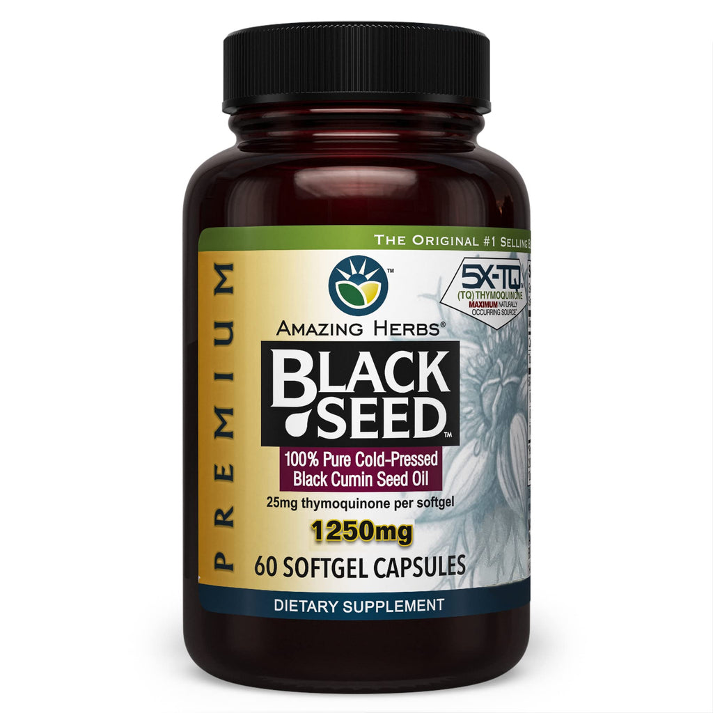 Amazing Herbs Premium Capsules - High Potency, Cold Pressed Nigella Sativa Aids in Digestive Health - FENGGESTORE20