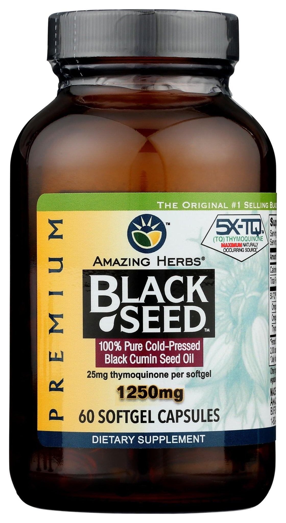 Amazing Herbs Premium Capsules - High Potency, Cold Pressed Nigella Sativa Aids in Digestive Health - FENGGESTORE20