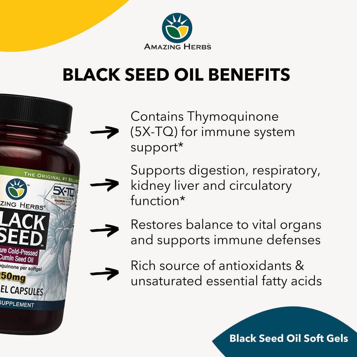 Amazing Herbs Premium Capsules - High Potency, Cold Pressed Nigella Sativa Aids in Digestive Health - FENGGESTORE20