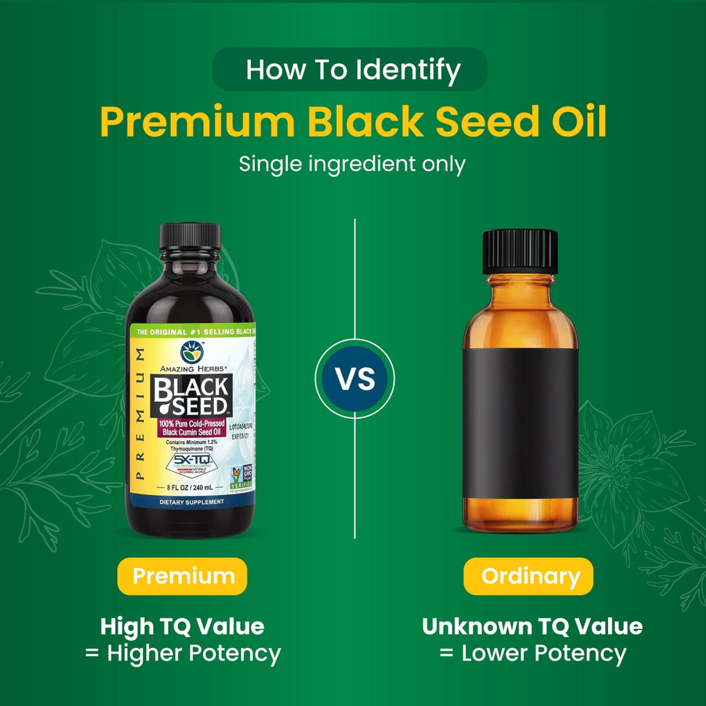 Amazing Herbs Premium Liquid Black Seed Oil - Cold Pressed with Nigella & Sativa, Aids in Digestive Health, Omegas 3 6 & 9, Immune Support, Brain Function - FENGGESTORE20