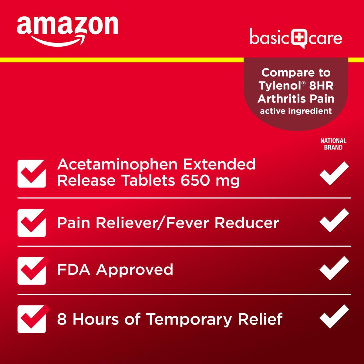 Amazon Basic Care Acetaminophen Extended-Release Tablets, 650 mg, Pain Reliever, Fever Reducer, Arthritis Pain, Headache, Backache, Menstrual Pain, 400 Count - FENGGESTORE20