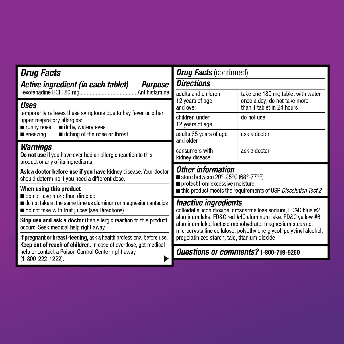 Amazon Basic Care All Day Allergy Relief, Fexofenadine Hydrochloride Tablets, 180 mg, Antihistamine, Non-Drowsy, 24-Hour Relief, Indoor & Outdoor Allergy, 30 Count - FENGGESTORE20