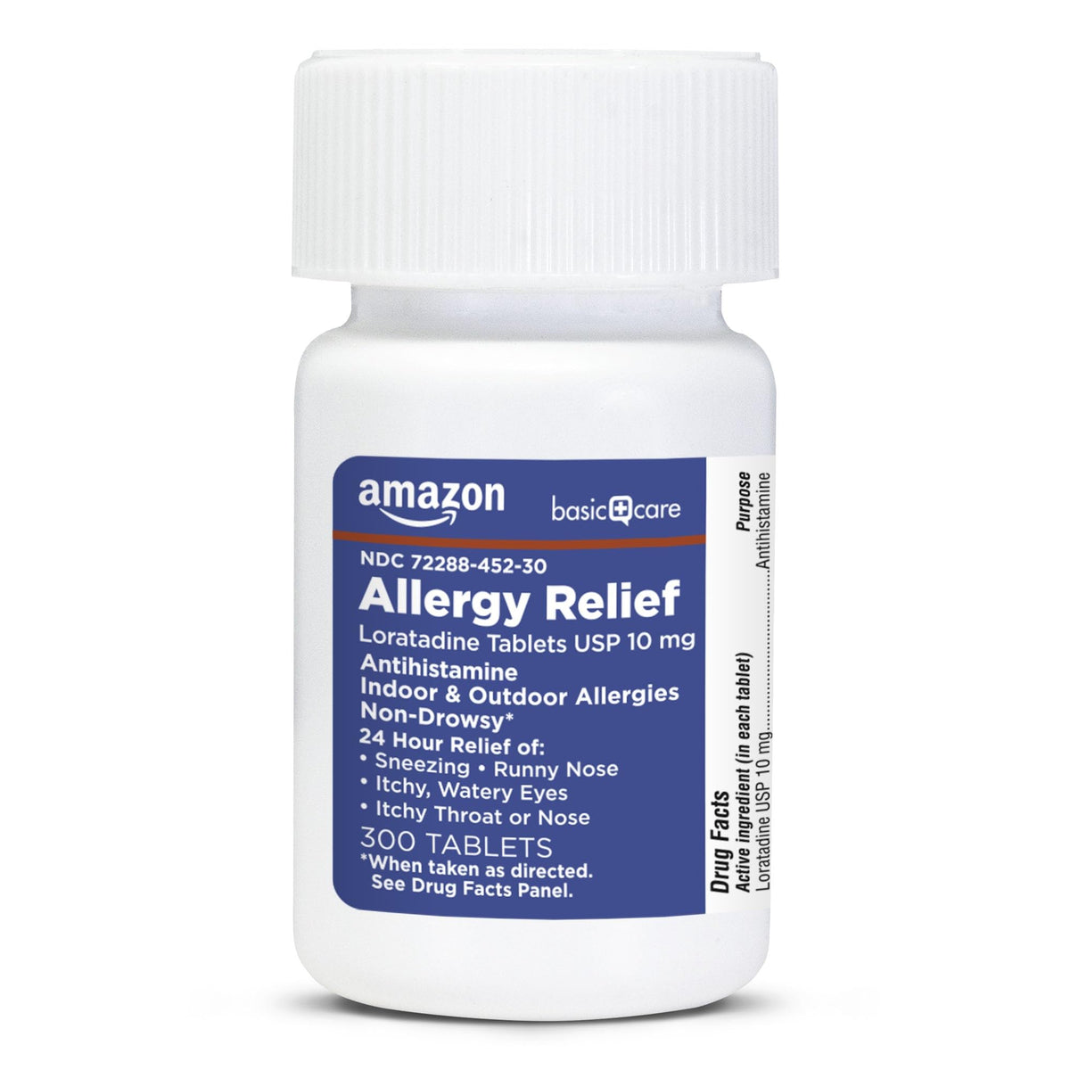 Amazon Basic Care Allergy Relief Loratadine Tablets 10 mg, 24-Hour Non-Drowsy Antihistamine for Runny Nose, Sneezing, Itchy Eyes, 300 Count - FENGGESTORE20