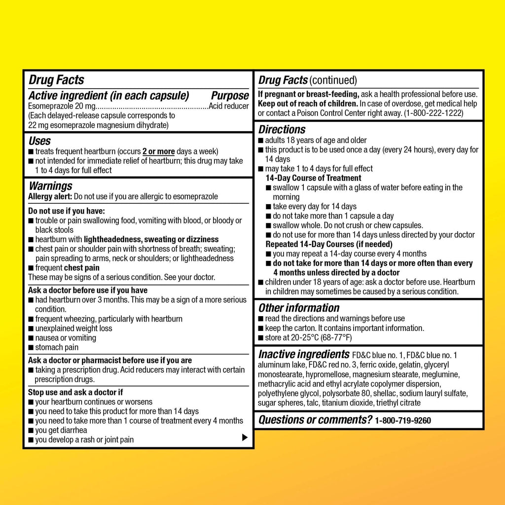 Amazon Basic Care Esomeprazole Magnesium Delayed-Release Mini Capsules, 20 mg, Acid Reducer, 24 Hour Heartburn Medicine, 42 Count - FENGGESTORE20