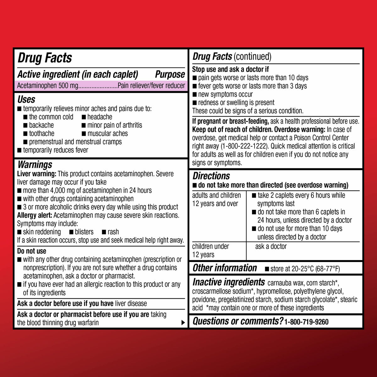 Amazon Basic Care Extra Strength Acetaminophen Caplets 500 mg, Pain Reliever and Fever Reducer, Gentle on Stomach, For Arthritis Pain, Backache Pain and More, 50 Packets of 2 Capsules Each, 100 Count - FENGGESTORE20