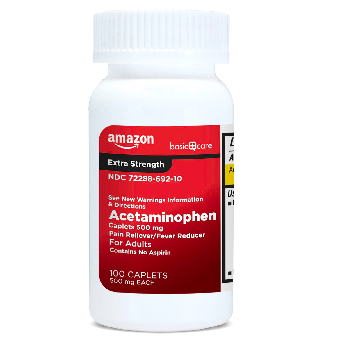 Amazon Basic Care Extra Strength Pain Relief, Acetaminophen Caplets, 500 mg, Pain Reliever/Fever Reducer, 100 Count - FENGGESTORE20
