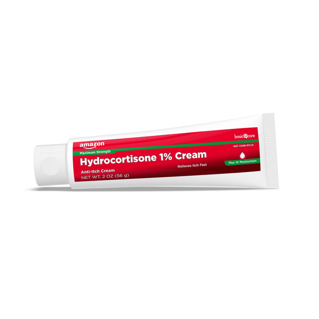 Amazon Basic Care Hydrocortisone 1% Anti-Itch Cream, White, 2 Ounce (Pack of 1) - FENGGESTORE20