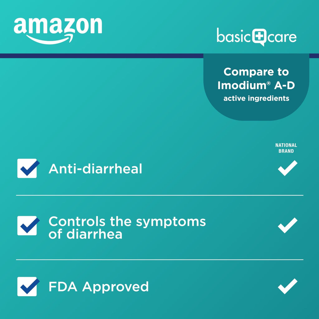 Amazon Basic Care Loperamide Hydrochloride Tablets, 2 mg, Anti-Diarrheal, 24 Count (Pack of 1) - FENGGESTORE20