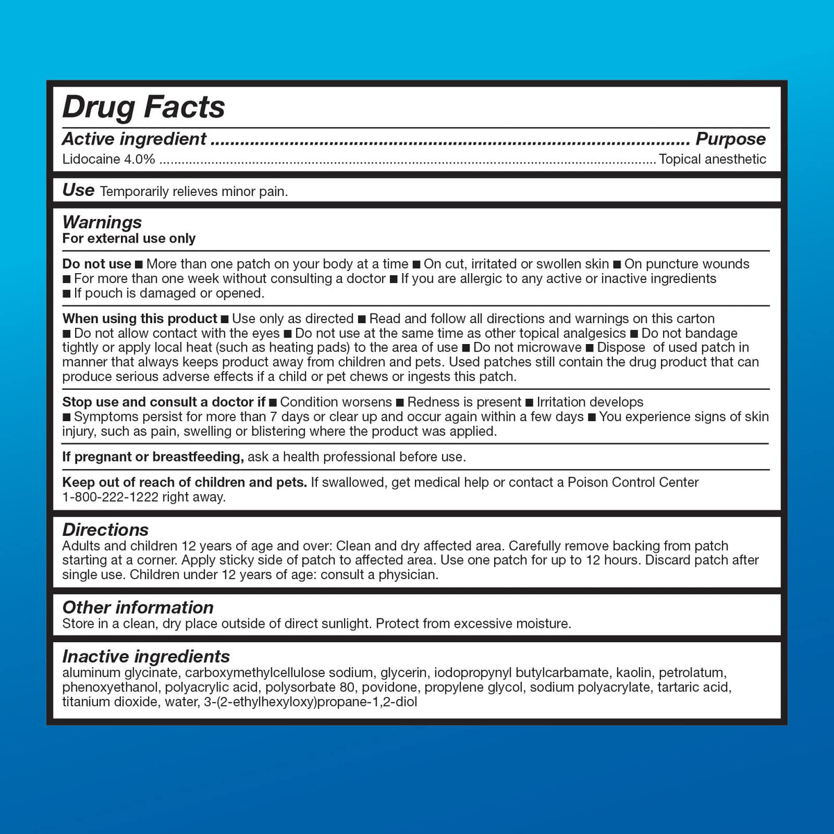Amazon Basic Care Maximum Strength OTC Pain Relief , 4% Lidocaine Patch, 3.9” x 5.5”, 15-Count Box (Previously HealthWise) - FENGGESTORE20