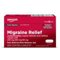 Amazon Basic Care Migraine Relief Acetaminophen, Aspirin (NSAID) and Caffeine Tablets, Pain Reliever/Pain Reliever Aid, 200 Count - FENGGESTORE20